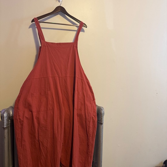 Women's 100% Cotton Wide Leg Overalls Plus Size 3XL Boho Indie Natural Fibers - Picture 4 of 4